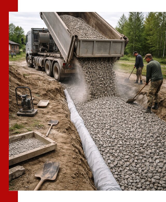 Гравий для дренажа с доставкой в Невинномысске качественный и недорогой