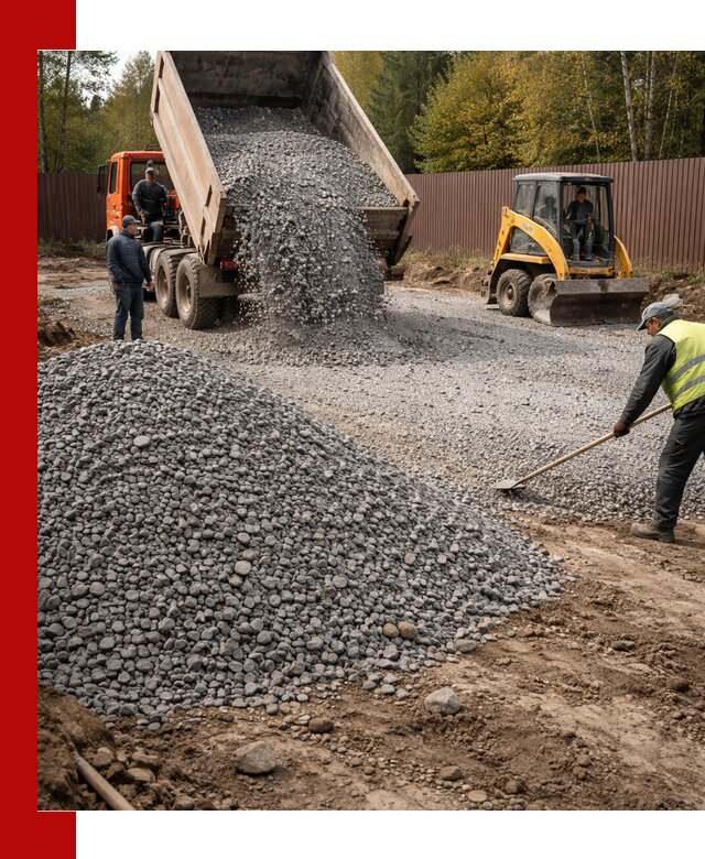 Отсыпка участка щебнем с доставкой и уплотнением в Невинномысске