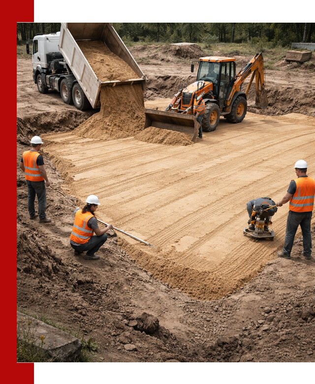 Устройство песчаной подушки для фундаментов и дорог в Невинномысске